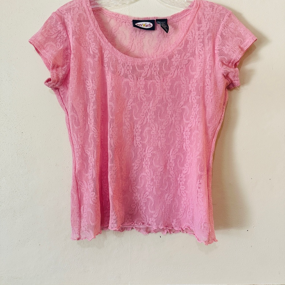 Fitted Pink Blouse with Short Sleeves